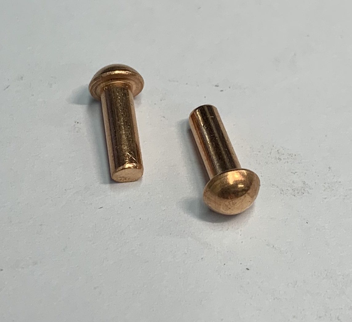 Plain Finish, Pack of 1/2lb - Approximately 85 Pieces 3/16 Dia Round Head X 3/8 Length Copper Solid Rivet 